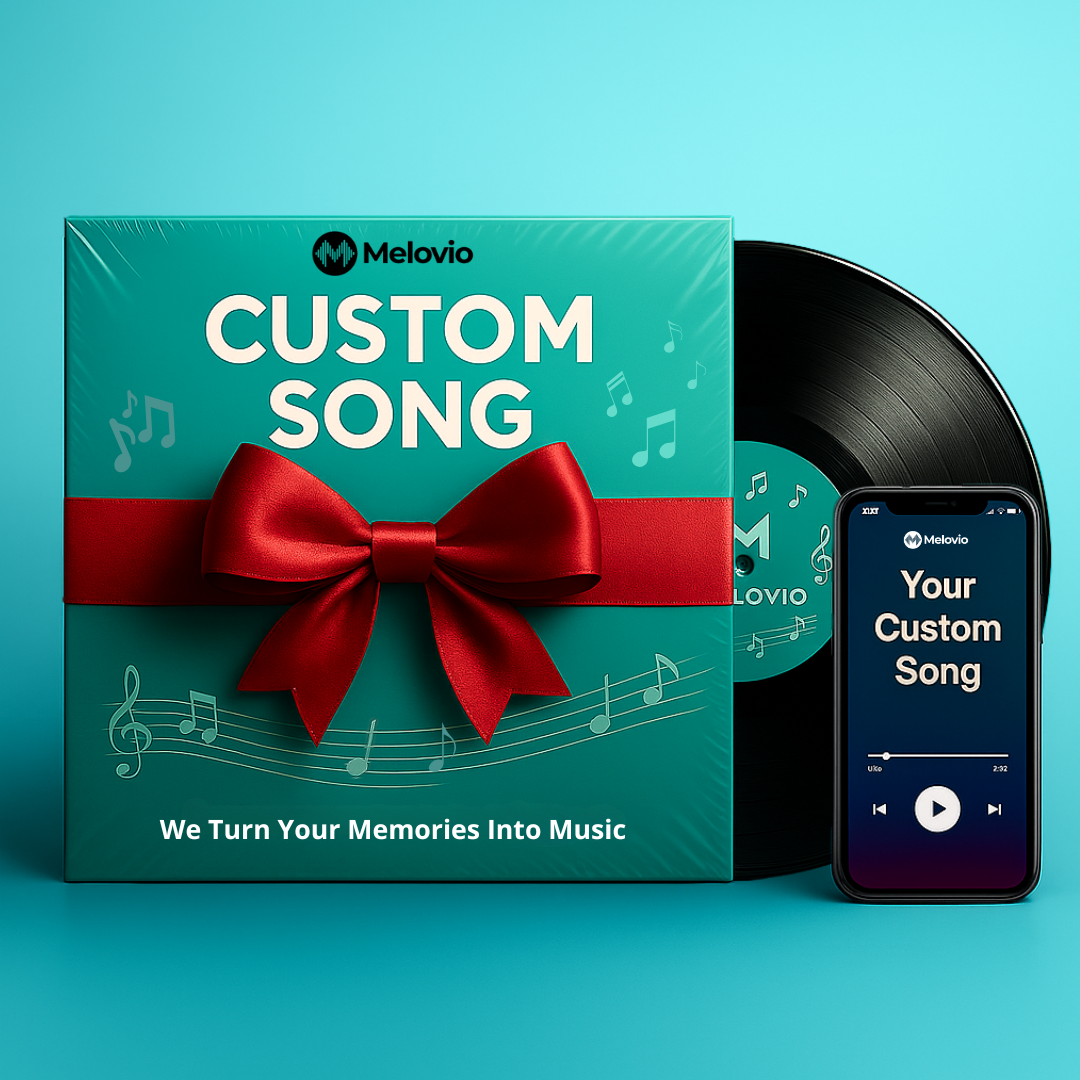 Personalized song gift box with vinyl record - custom music made from your story by Melovio